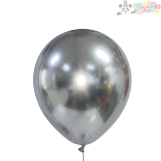 GLOBO LATEX PANDY CROMADO 9" PLATEADO BOL50u